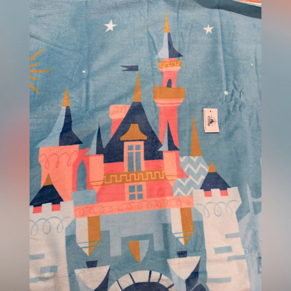 Disney Blue and Pink Castle Beach Towel - NWT